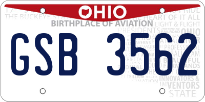 OH license plate GSB3562