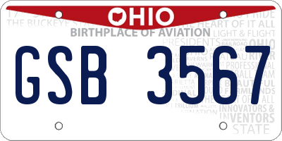 OH license plate GSB3567