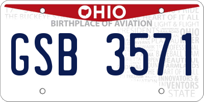 OH license plate GSB3571