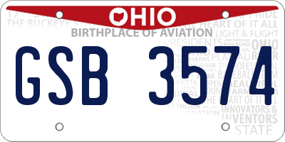 OH license plate GSB3574