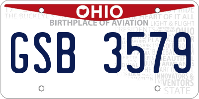 OH license plate GSB3579