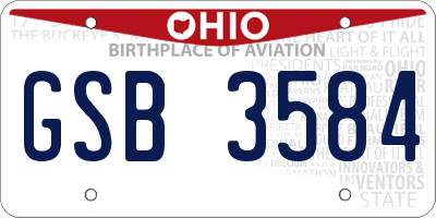 OH license plate GSB3584