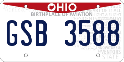 OH license plate GSB3588