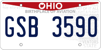 OH license plate GSB3590