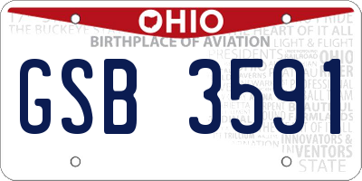 OH license plate GSB3591