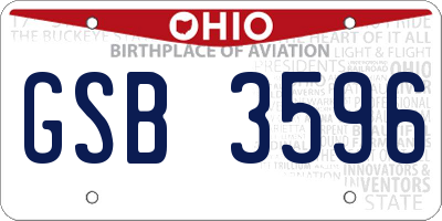 OH license plate GSB3596