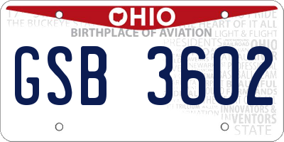OH license plate GSB3602