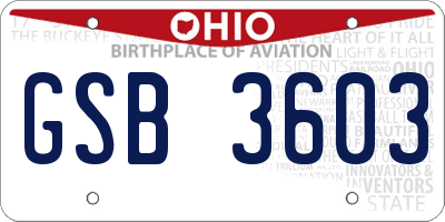 OH license plate GSB3603