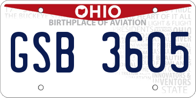 OH license plate GSB3605