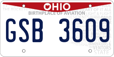 OH license plate GSB3609