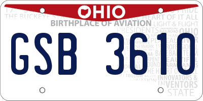 OH license plate GSB3610