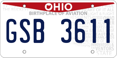 OH license plate GSB3611
