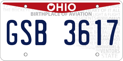 OH license plate GSB3617