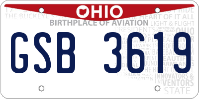 OH license plate GSB3619