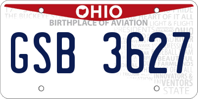 OH license plate GSB3627