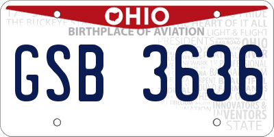 OH license plate GSB3636