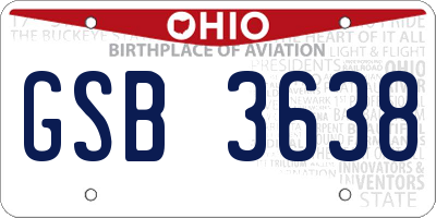 OH license plate GSB3638