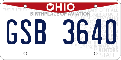 OH license plate GSB3640