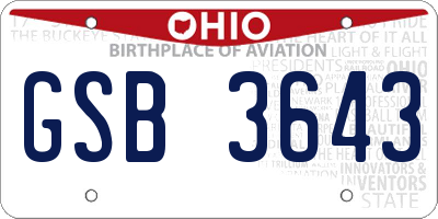 OH license plate GSB3643