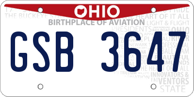 OH license plate GSB3647