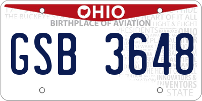 OH license plate GSB3648