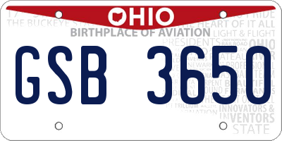 OH license plate GSB3650