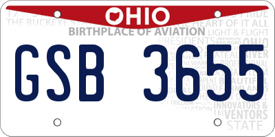 OH license plate GSB3655