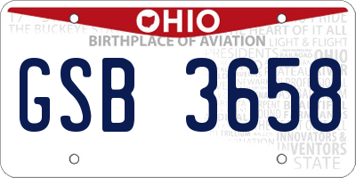 OH license plate GSB3658