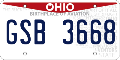 OH license plate GSB3668