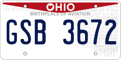 OH license plate GSB3672