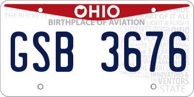 OH license plate GSB3676