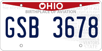 OH license plate GSB3678