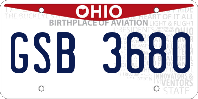 OH license plate GSB3680