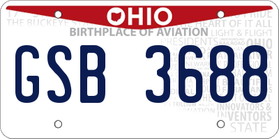 OH license plate GSB3688
