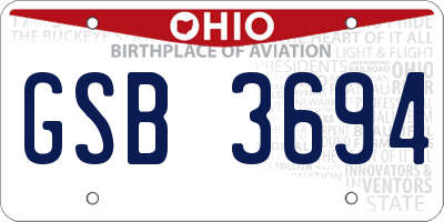 OH license plate GSB3694