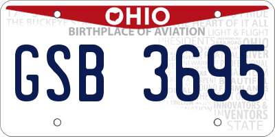 OH license plate GSB3695