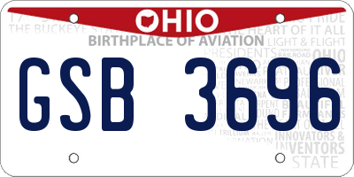 OH license plate GSB3696