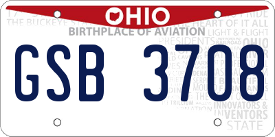 OH license plate GSB3708