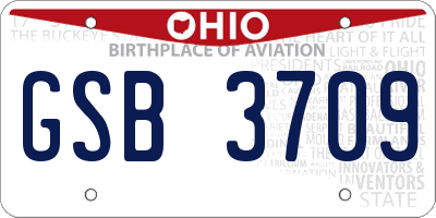 OH license plate GSB3709
