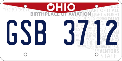 OH license plate GSB3712