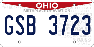 OH license plate GSB3723
