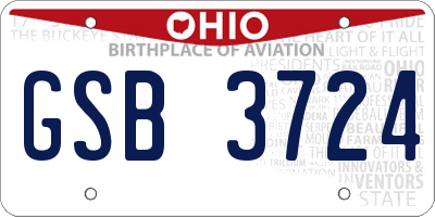 OH license plate GSB3724