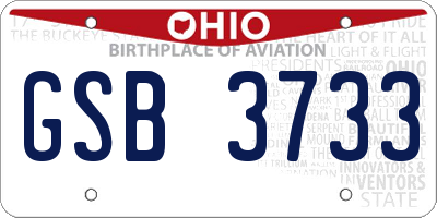 OH license plate GSB3733