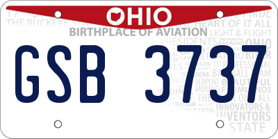 OH license plate GSB3737