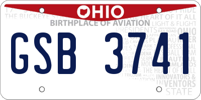 OH license plate GSB3741
