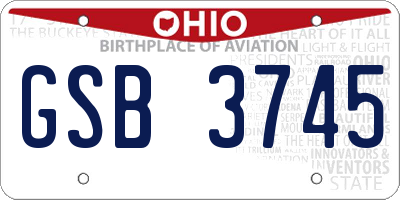 OH license plate GSB3745