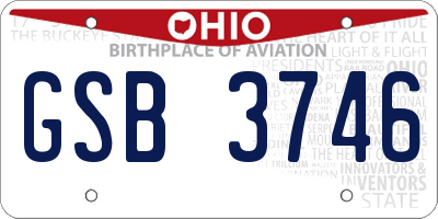 OH license plate GSB3746