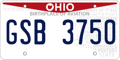 OH license plate GSB3750