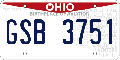 OH license plate GSB3751
