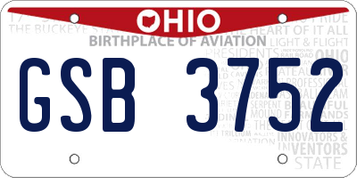 OH license plate GSB3752